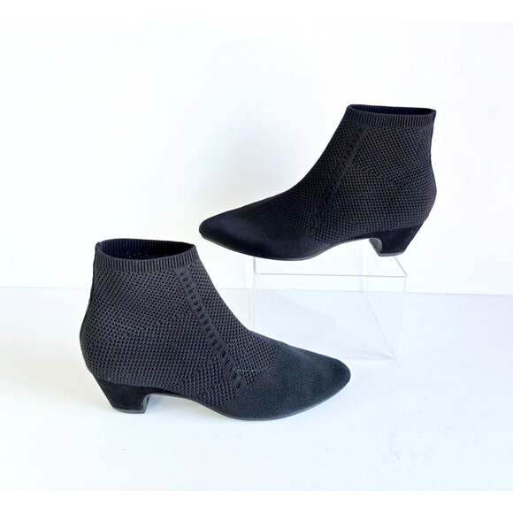 EILEEN FISHER Women's Black Purl Recycled Stretch Knit Sock Booties Sz 7.5 - Picture 5 of 13